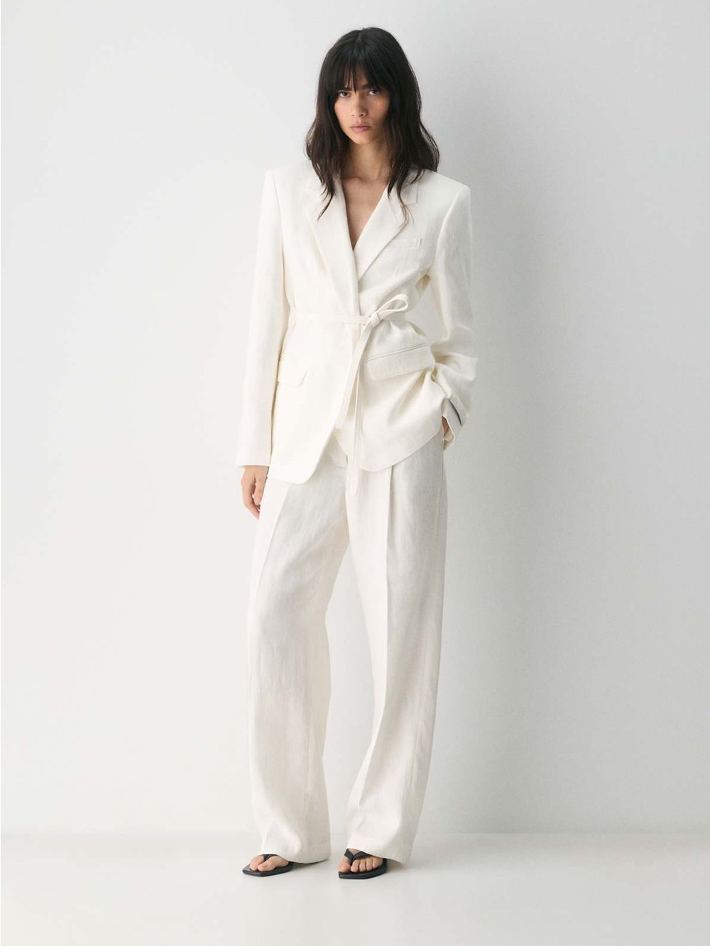 Aritzia Wilfred Citadel Blazer | White Tie-Front Blazer